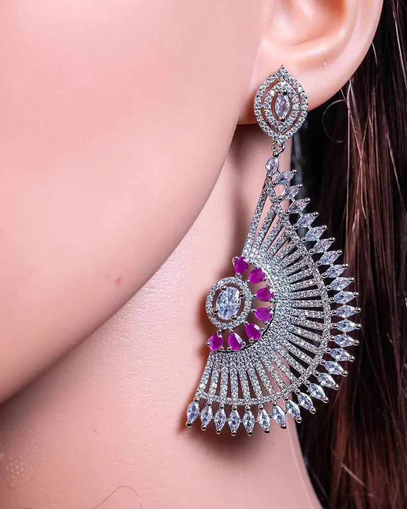 American diamond pink earrings
