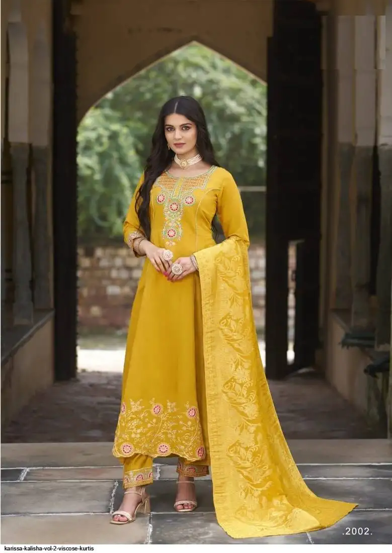 Yellow roman silk full stitched wedding suits with banarasi duppatta
