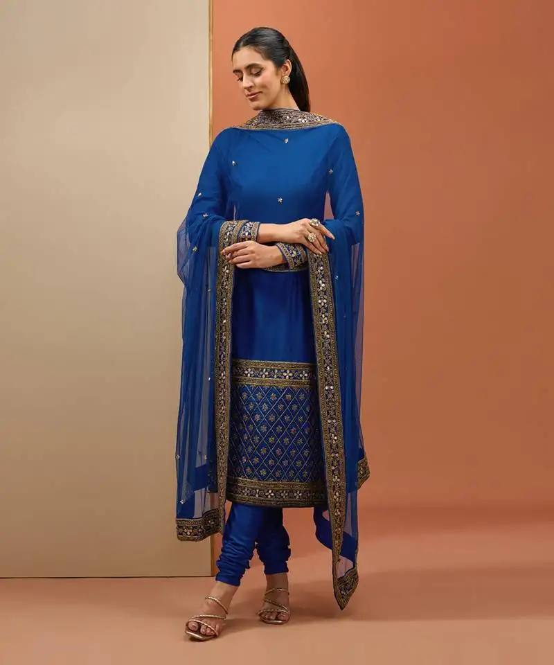 Blue straight kurta set