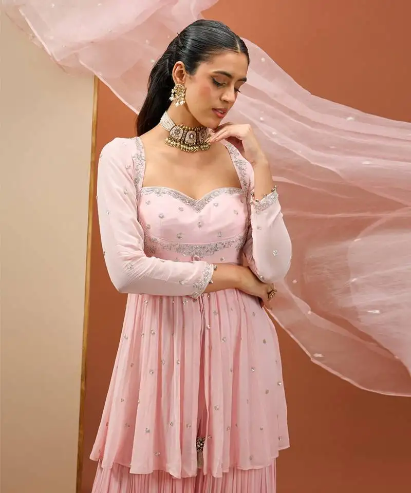 Baby pink peplum set