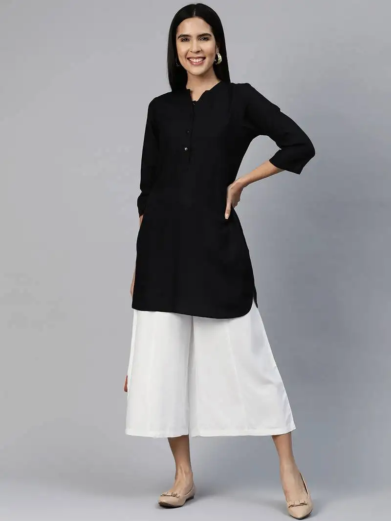 Casual plain flare calf length palazzo