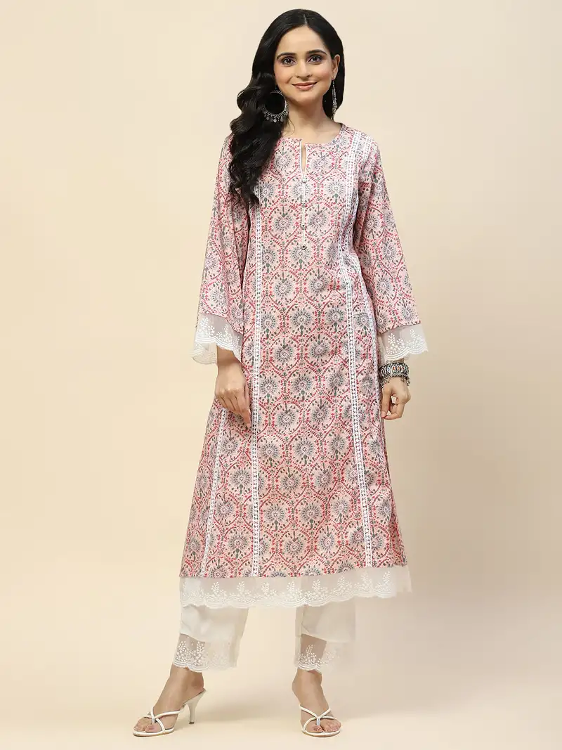 Indibelle off-white woven cotton kurtas-and-kurtis