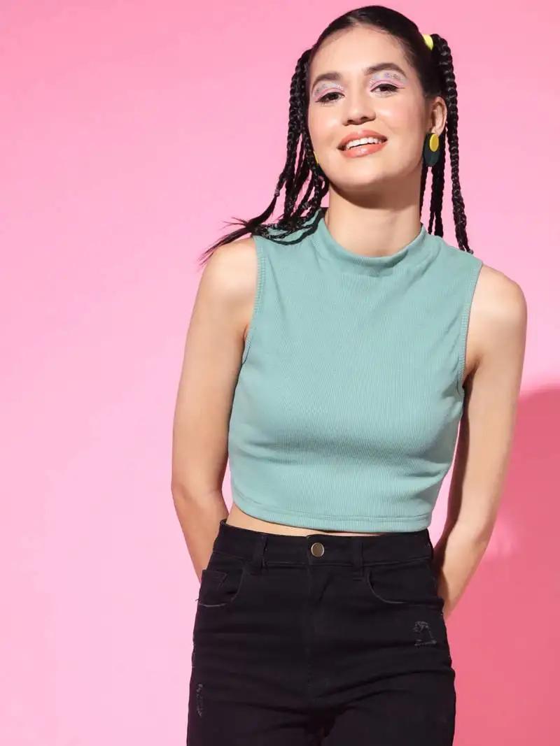 Casual no sleeve solid women's pista top