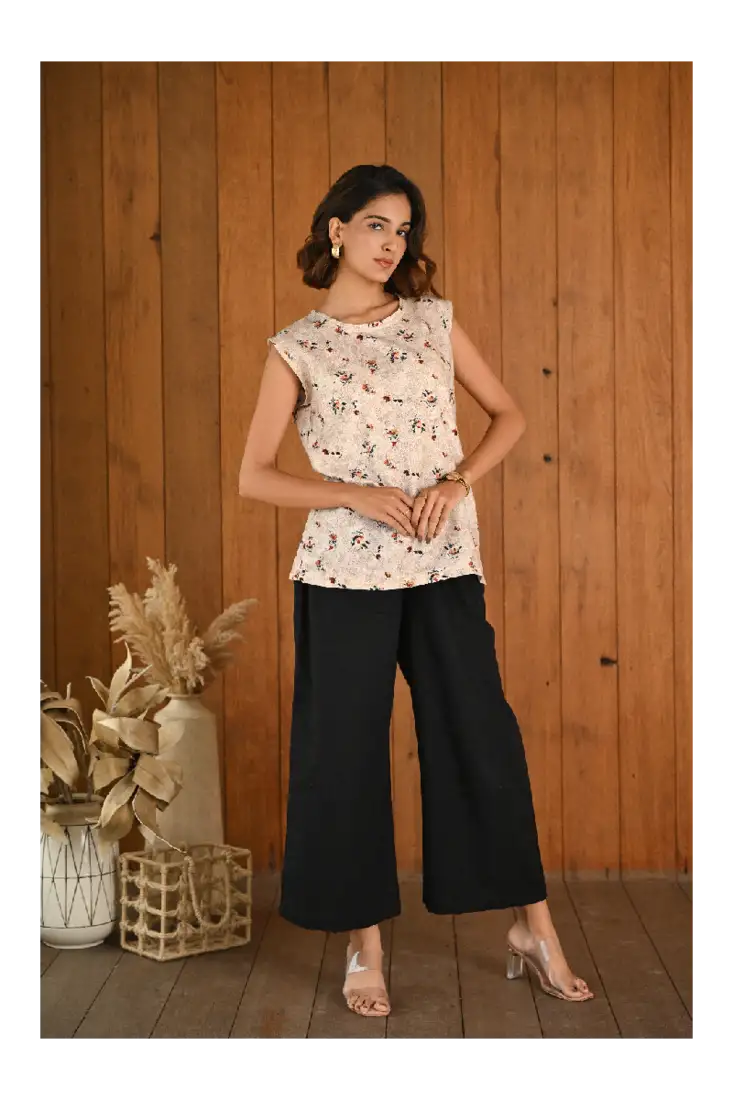 Indibelle peach woven viscose rayon kurtas-and-kurtis