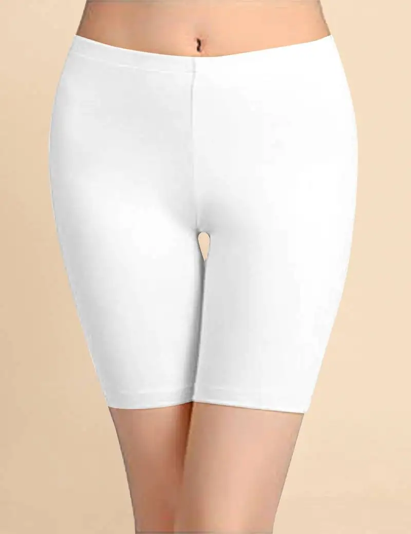 Solid nylon soft white shorts shape wear for women