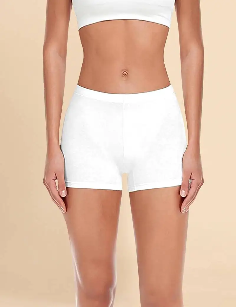 White solid nylon soft shorts shape wear for women