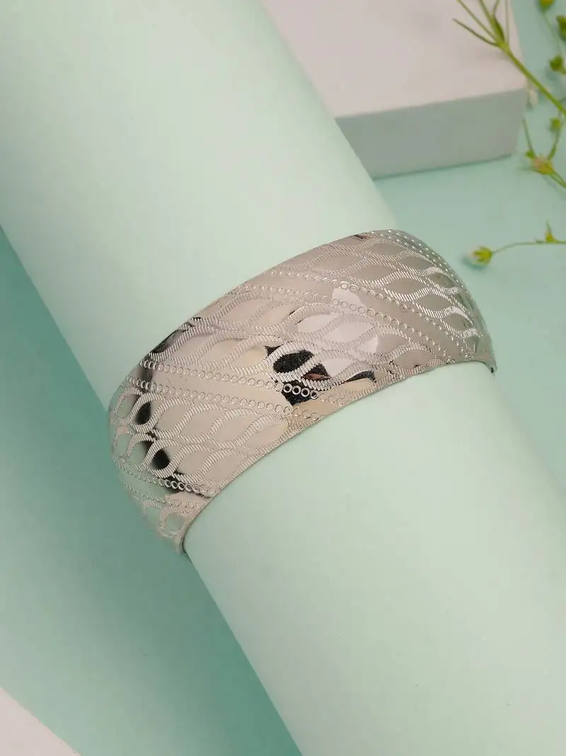women's silver-plated self-design cuff bracelet