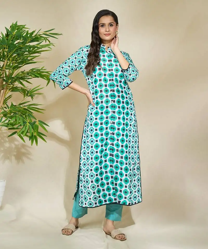 Aqua beaded long cape with intricate hand work of african bead cutdana sequnce blue jaam cotton pants