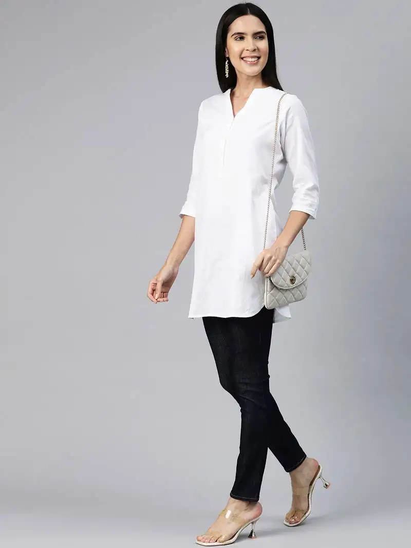 Ayaany women collared u shape hem smart tunic