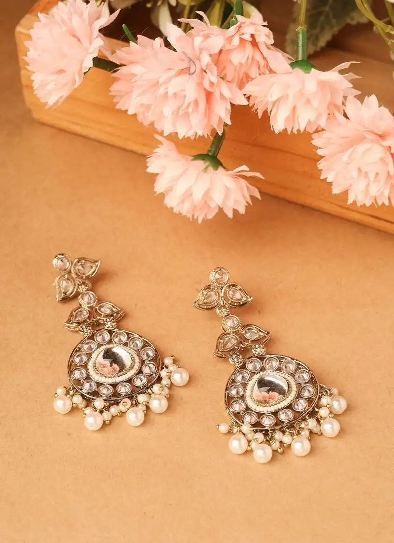 American diamond earrings with pearl accents