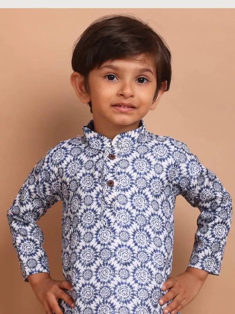 Azure blue benaras cotton indi print kurta suit-arsh collection