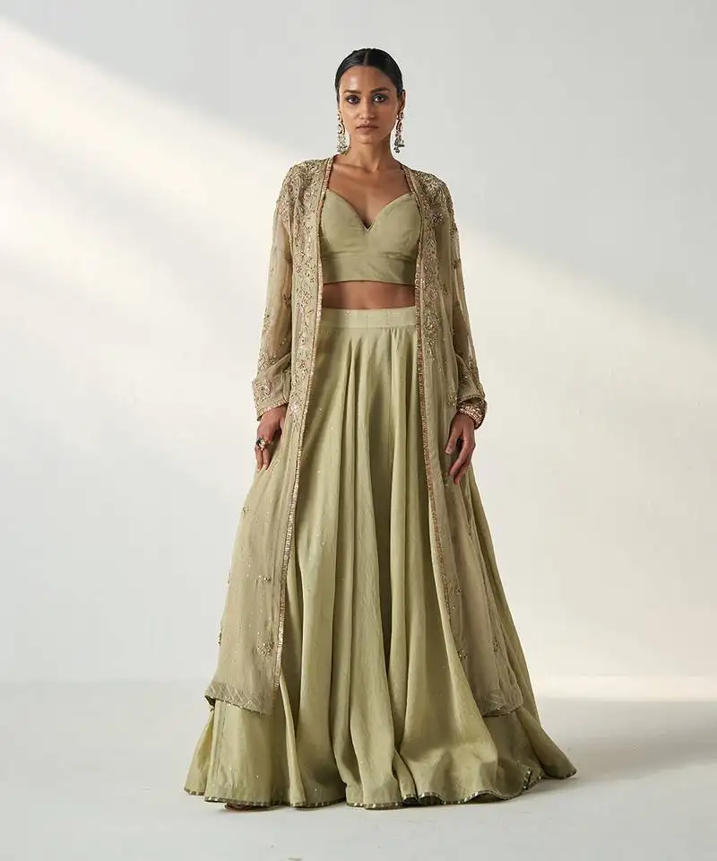 Zoya green cape lehenga set