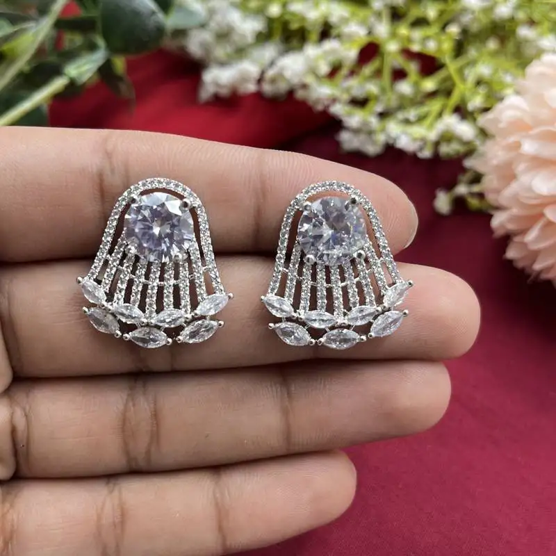 Ad cubic zirconia crystal studs | monalisa stone indian jewelry