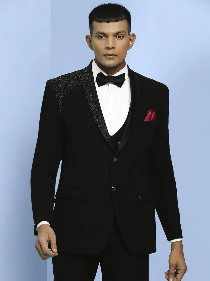 Violet hand embroidery art silk asymmetrical kurta & pants set