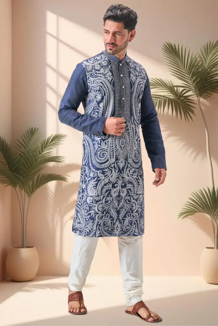 Yellow embroidered cotton silk kids-tops