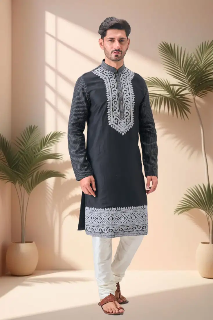 Blue printed cotton silk top with skirt dhoti for girls