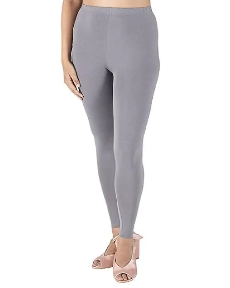 Four way grey solid cotton leggings