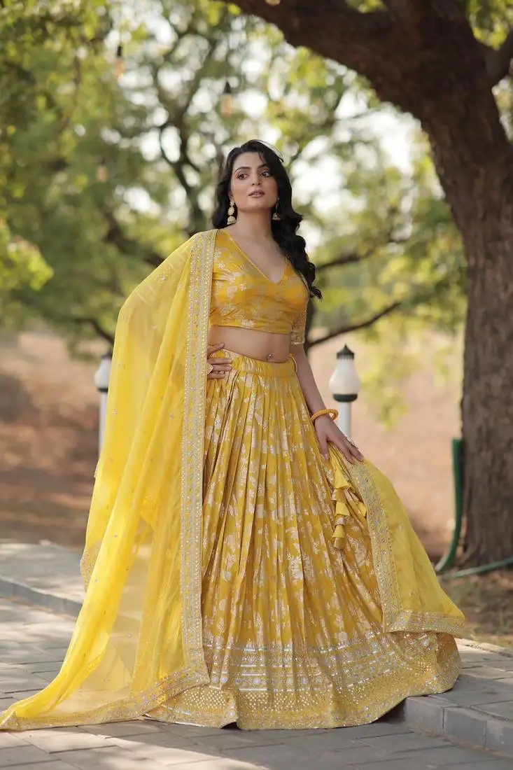 Yellow haldi lehenga choli for women
