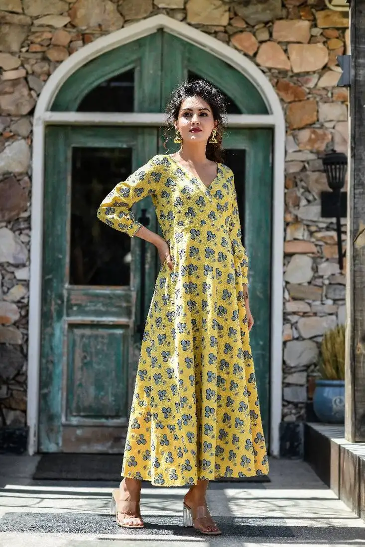 Yellow comfortable ethnic dress