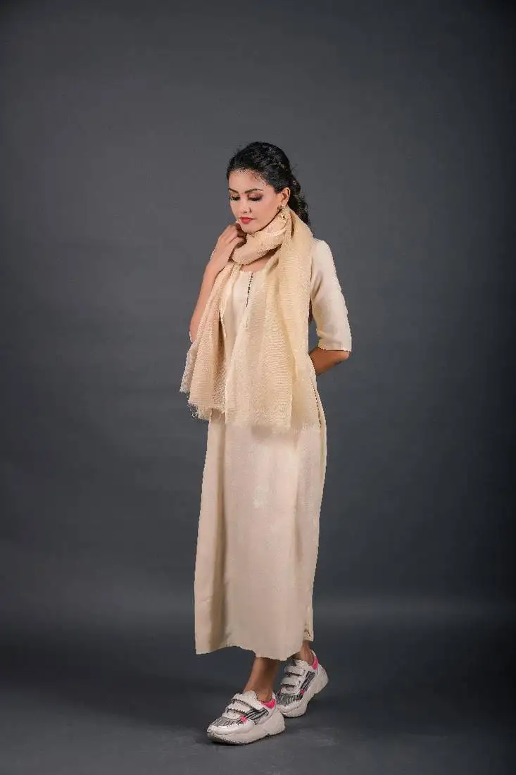 Beige empire ethnic dress