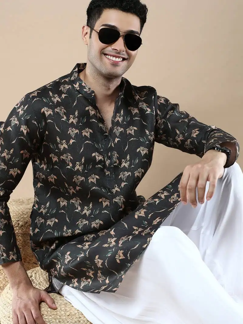 Men's designer & stylish printed traditional cotton kurta by sanwara