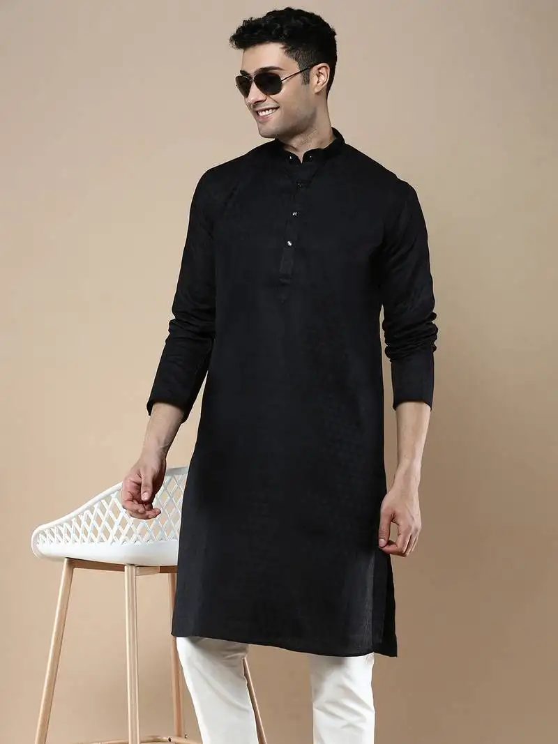 Sanwara men's ethnic woven cotton silk kurta