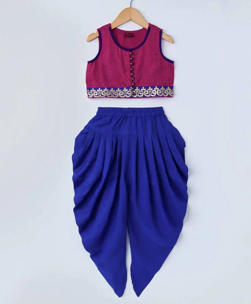 Blue printed polyester kids-tops