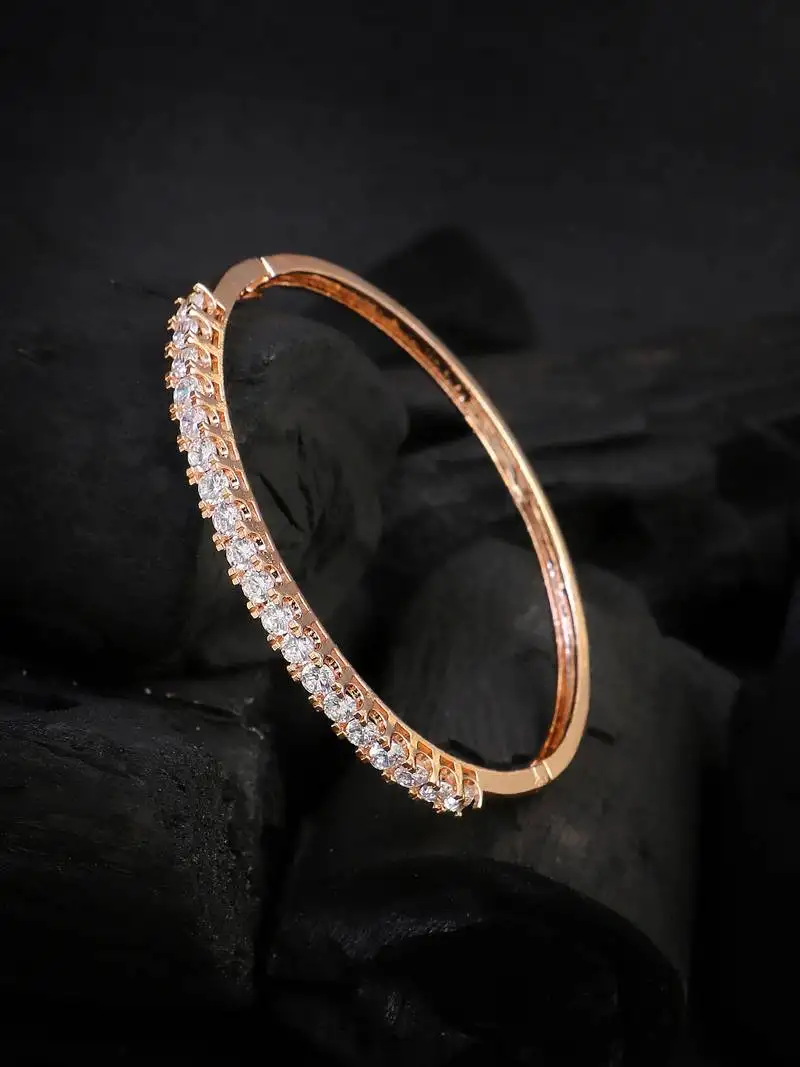 Women rosegold-plated stone-studded bracelet