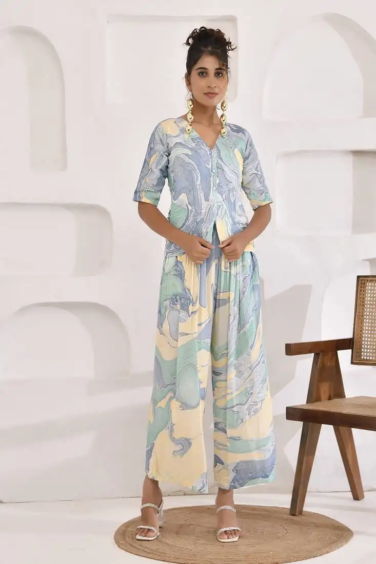 Vivid vibes pastel marble print co-ord set