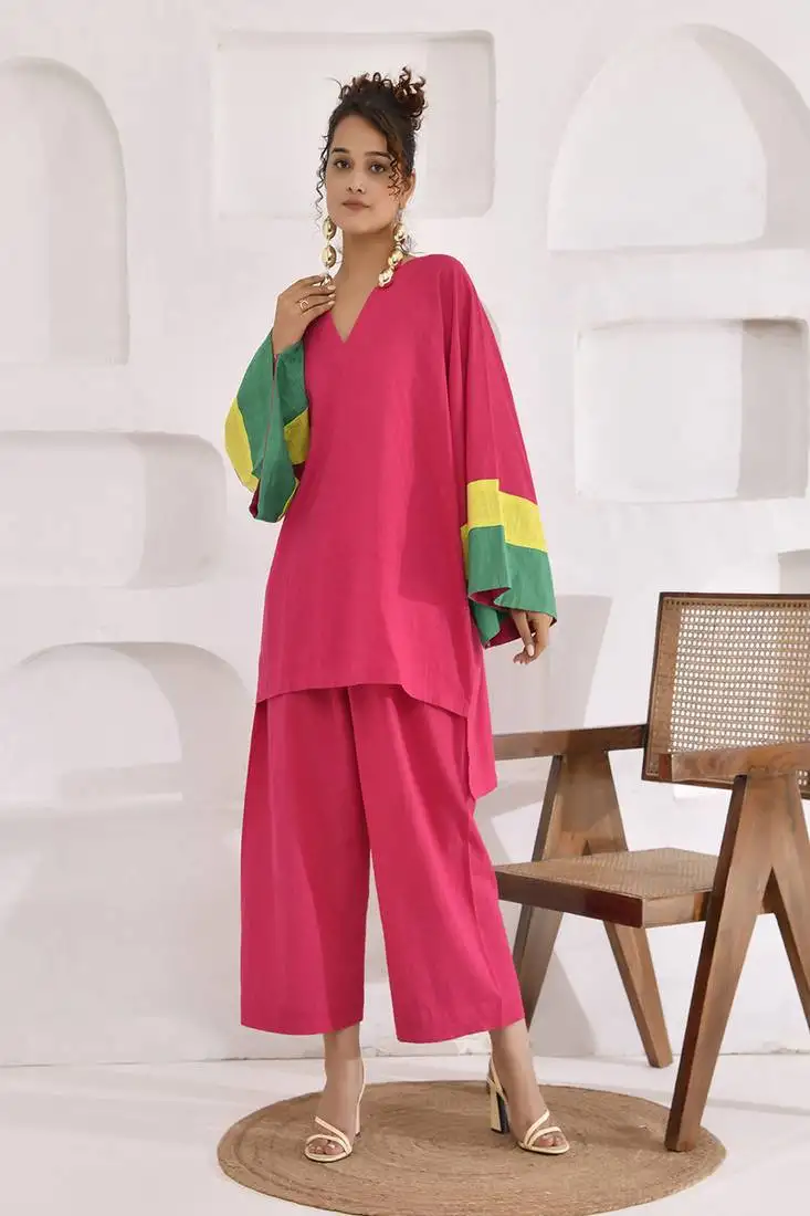 Vivid vibes fuchsia cotton co-ord set