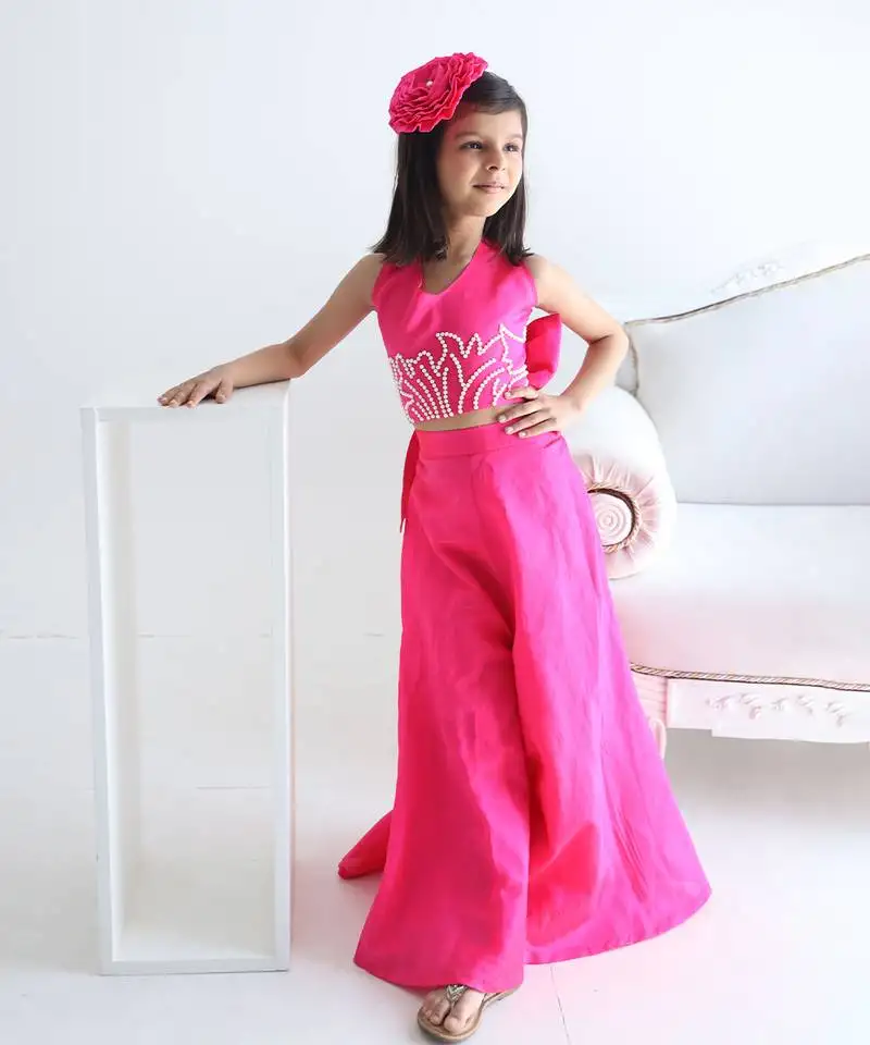 Neon pink coloured dress for girls