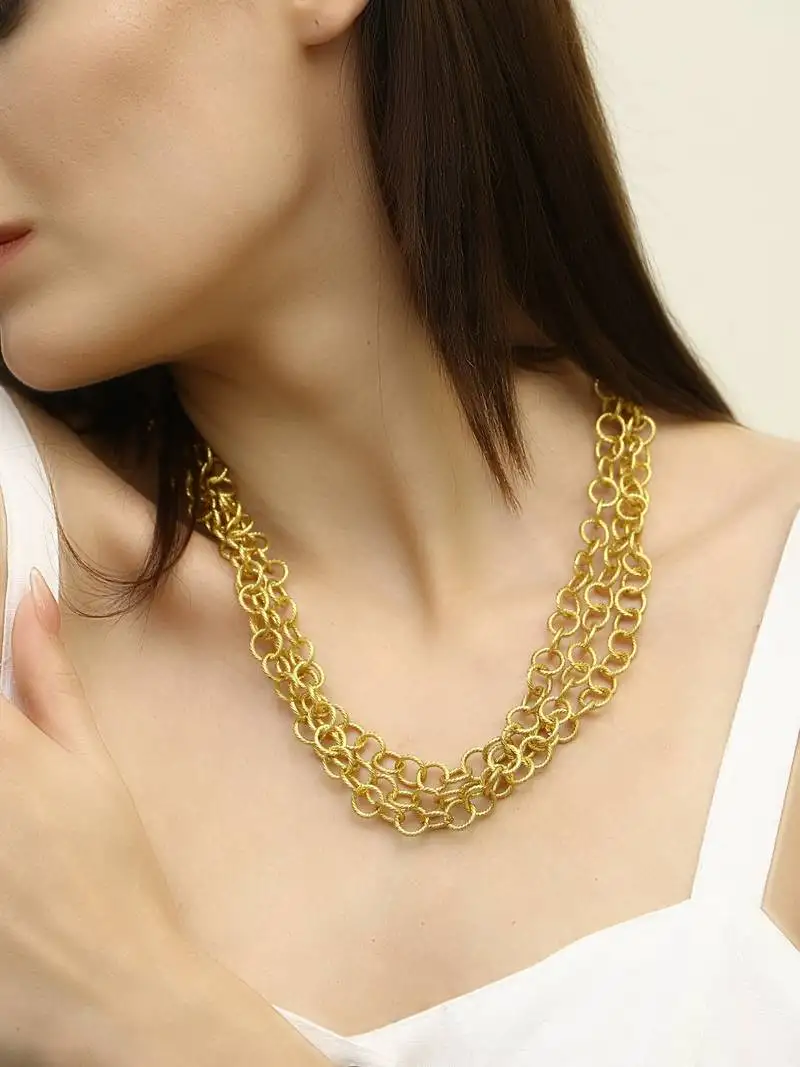 Women silver oxidised pearl tessels chain necklace