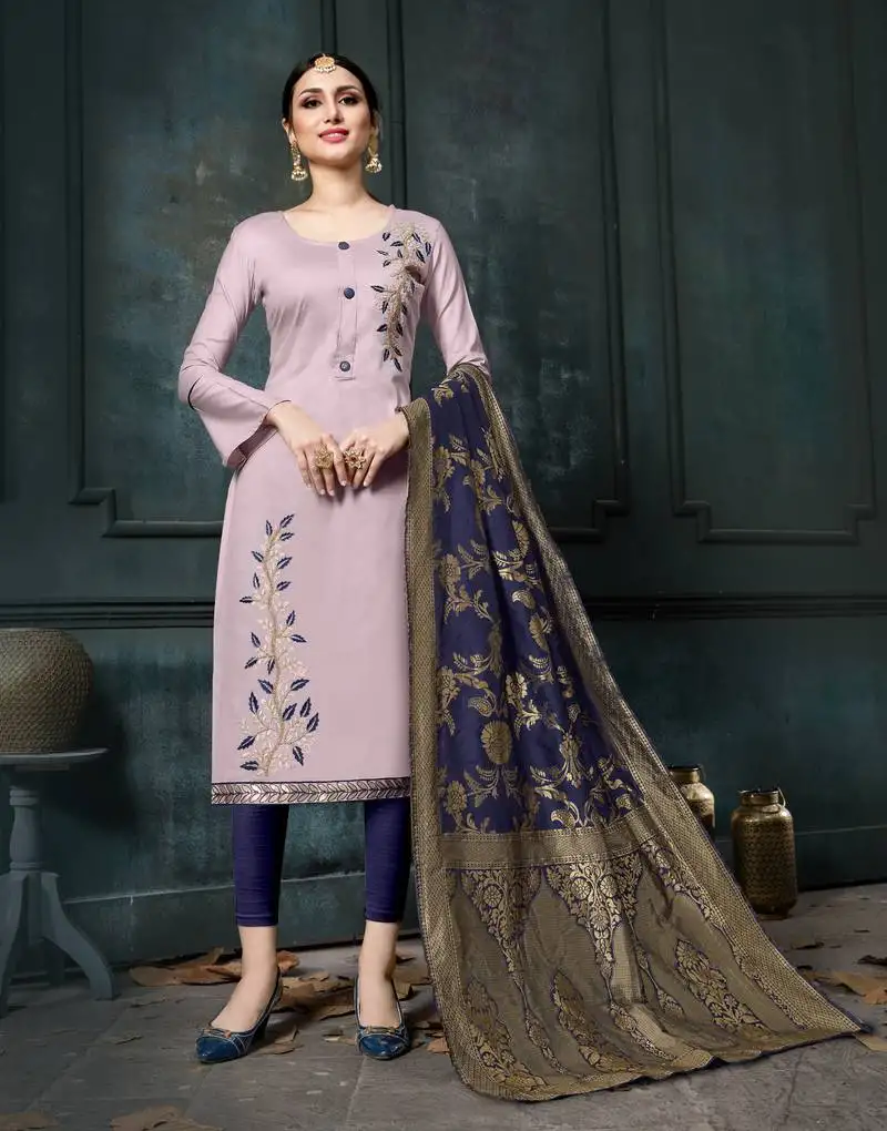 Lavender gotta patti cotton salwar unstitched