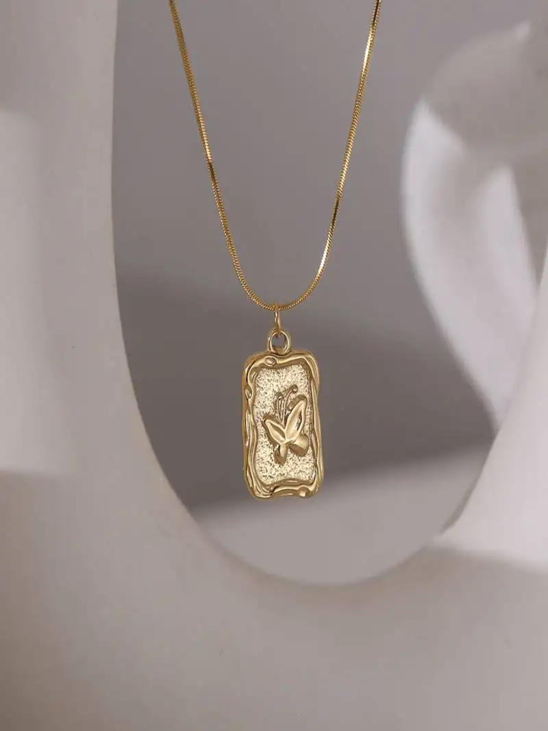 18k plated butterfly pendant necklace
