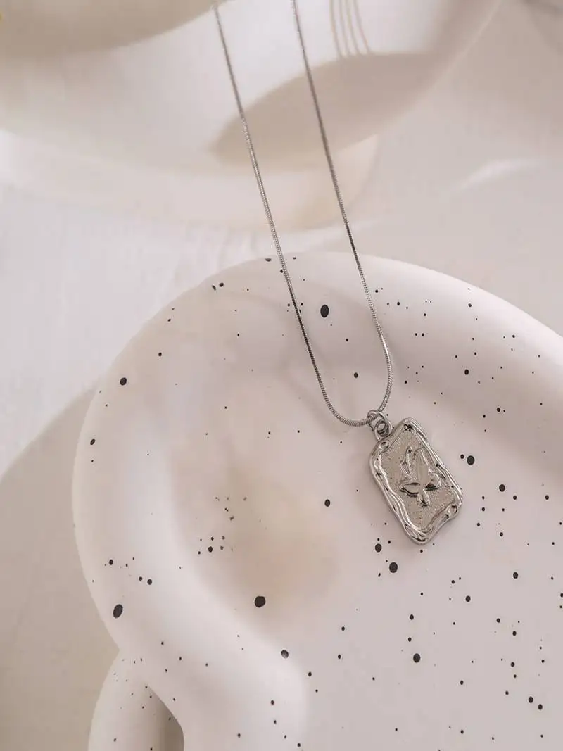 Silver plated butterfly pendant necklace