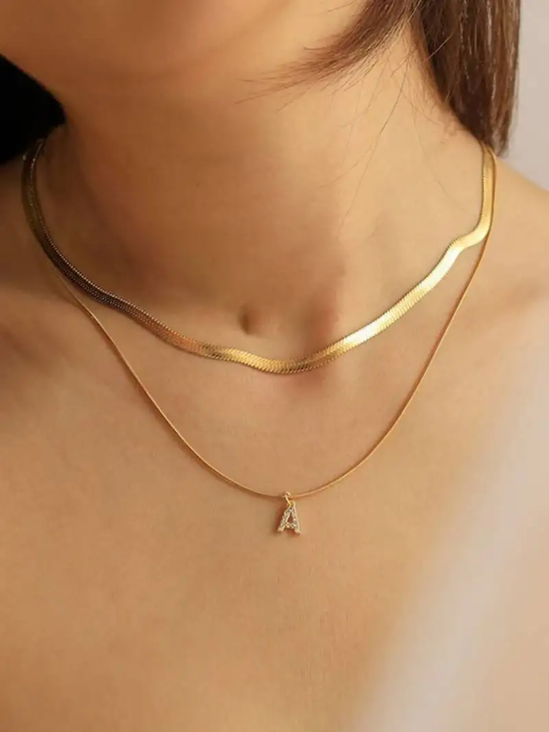 18k plated initial a necklace