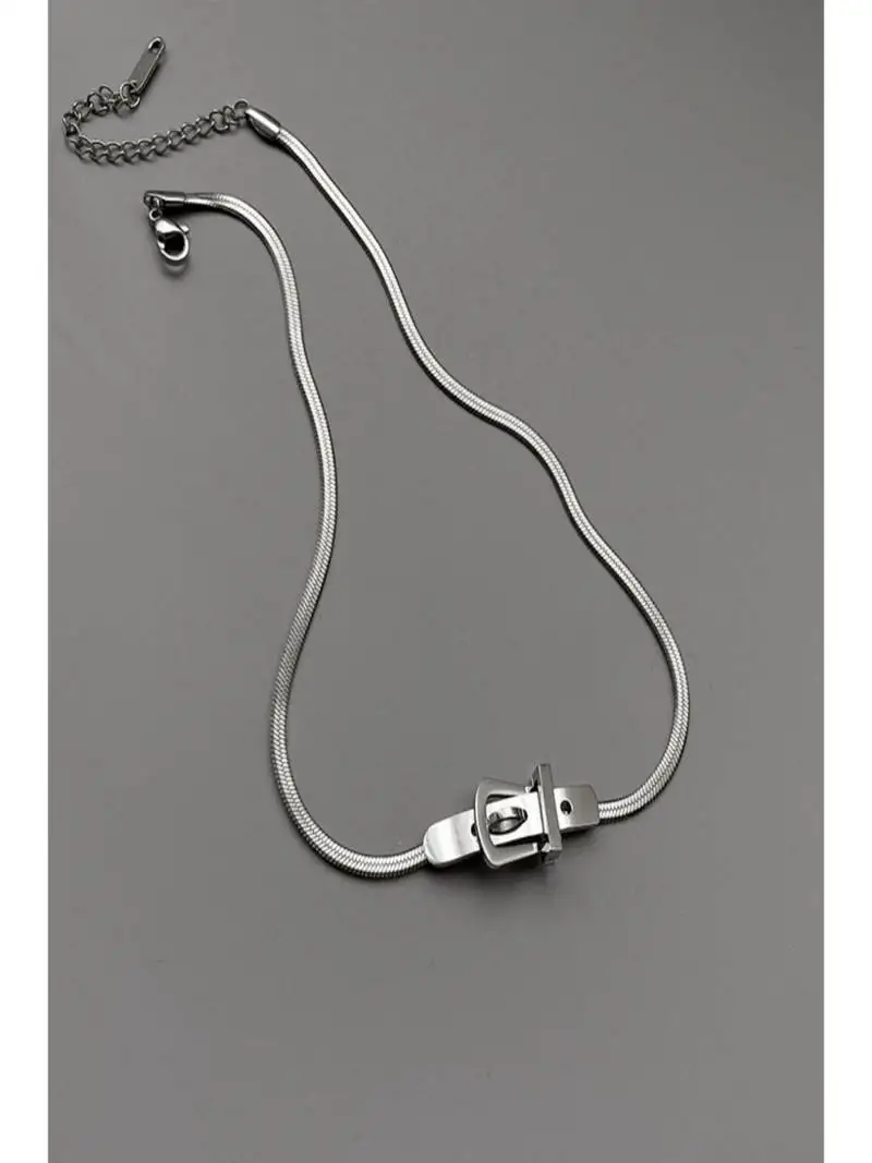 Silver plated belt necklace
