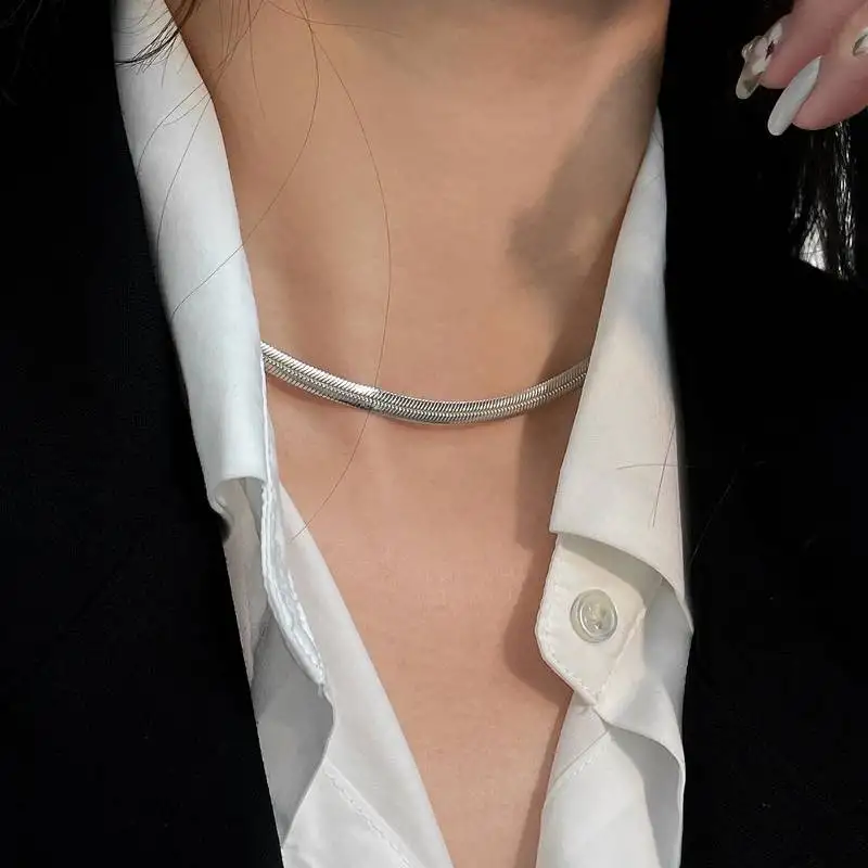 Silver plated flat snake chain