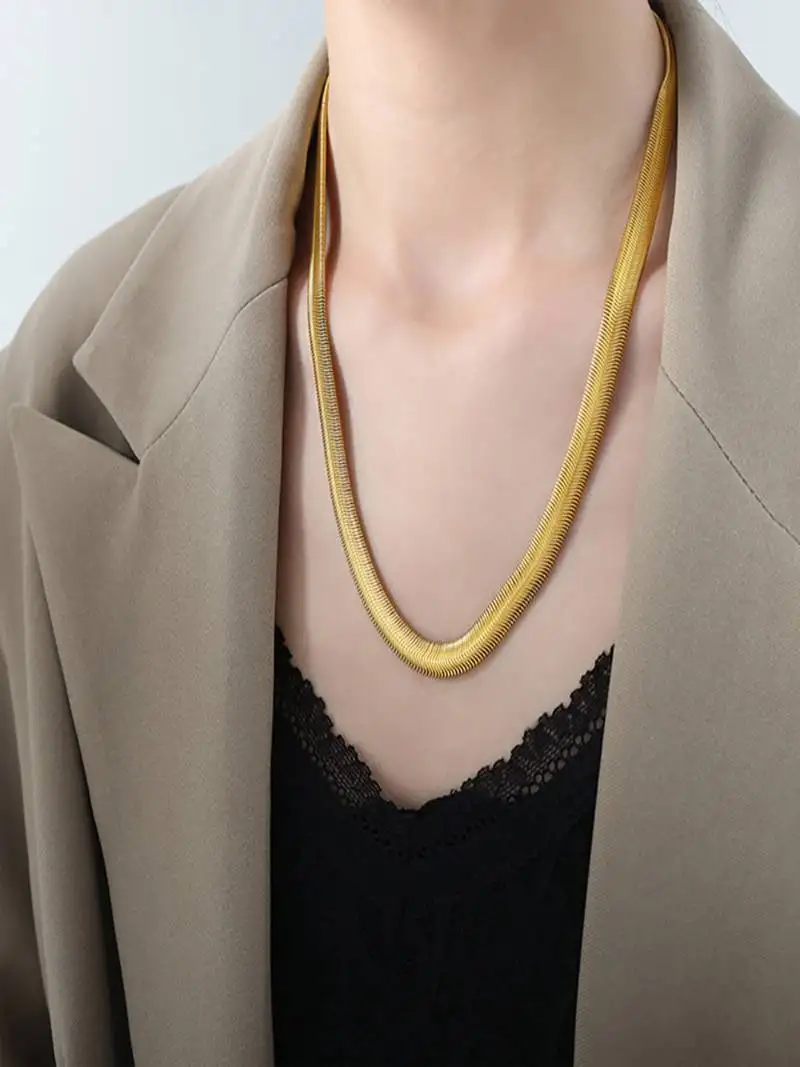 18k plated flat snake chain