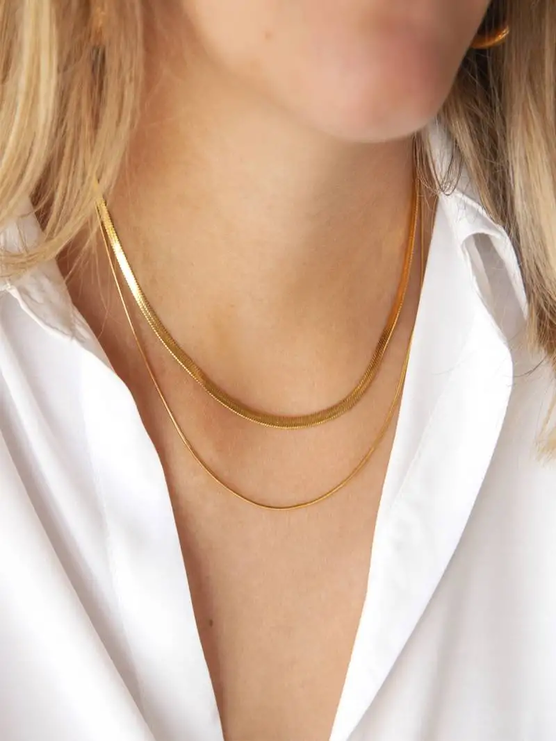 18k plated layered snake chain