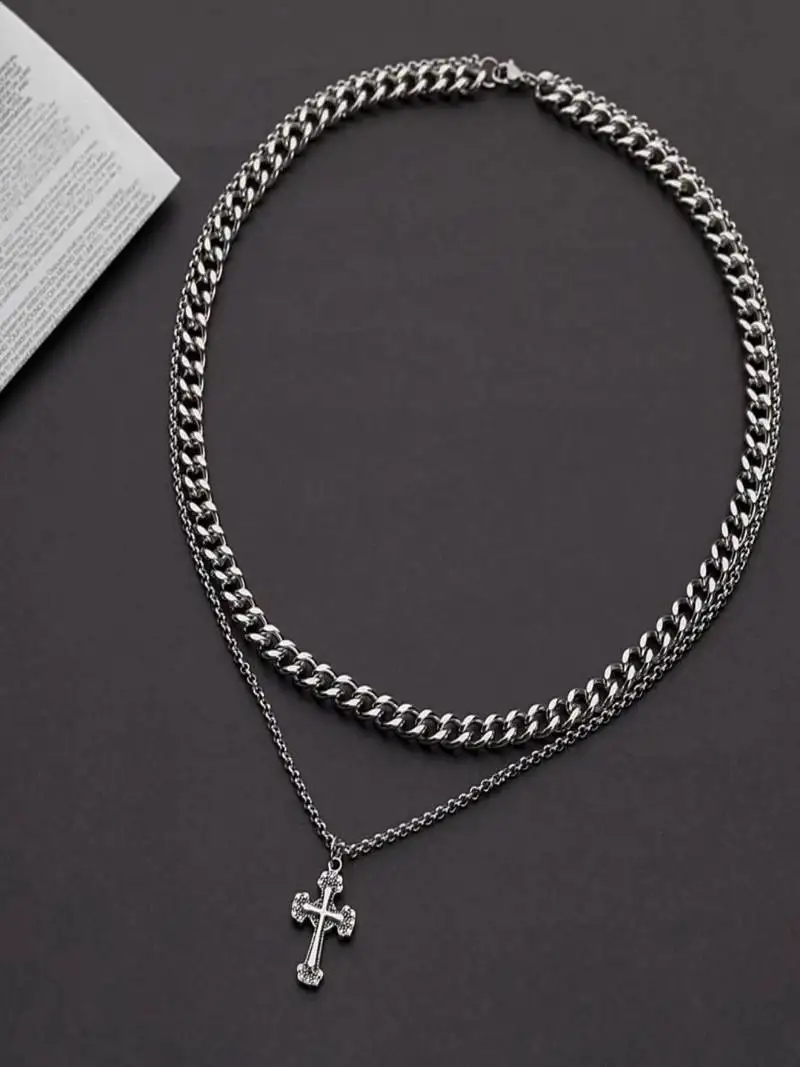 Silver plated cuban chain necklace