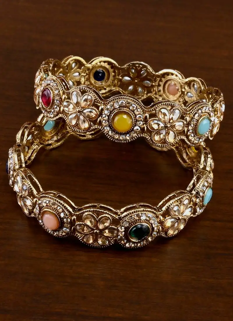 Antique look designer stone bangles bd703