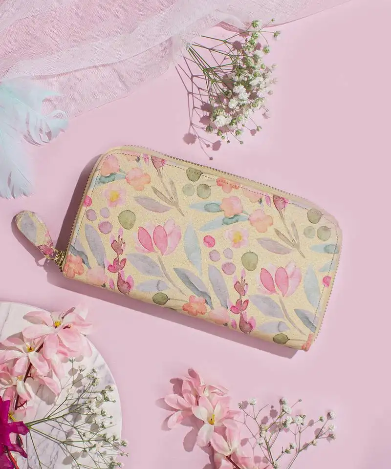 Yellow cynthia floral printed wallet