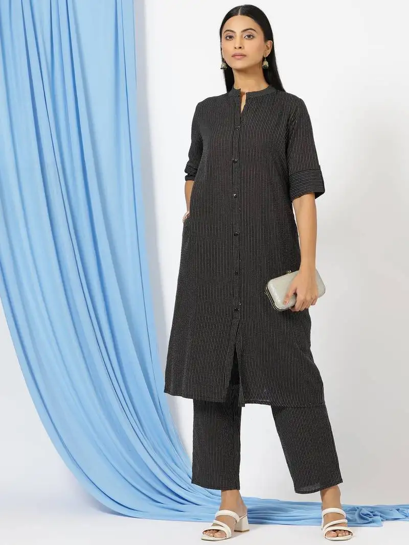 Anushil stylish printed co-ord set for women - shirt style kurti with pants, 2peice kurta with trouser casual wear stitched