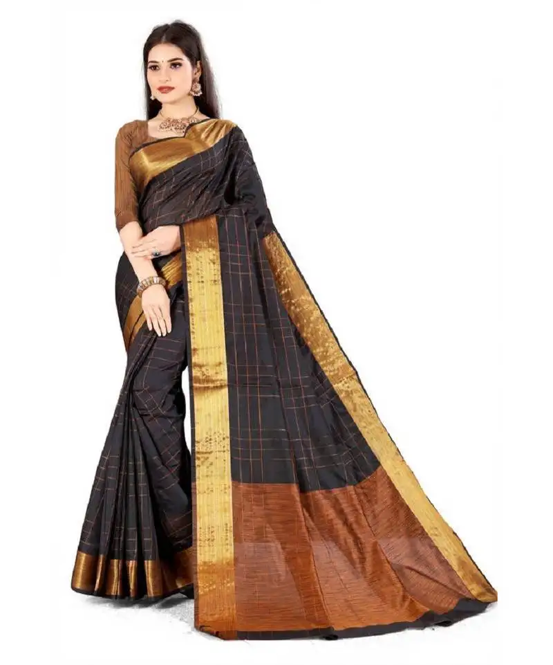 Black silk saree with blouse piece