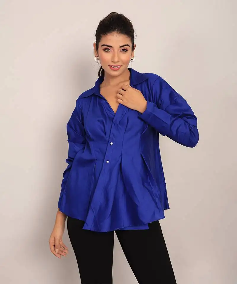 Blue glaze cotton solid top