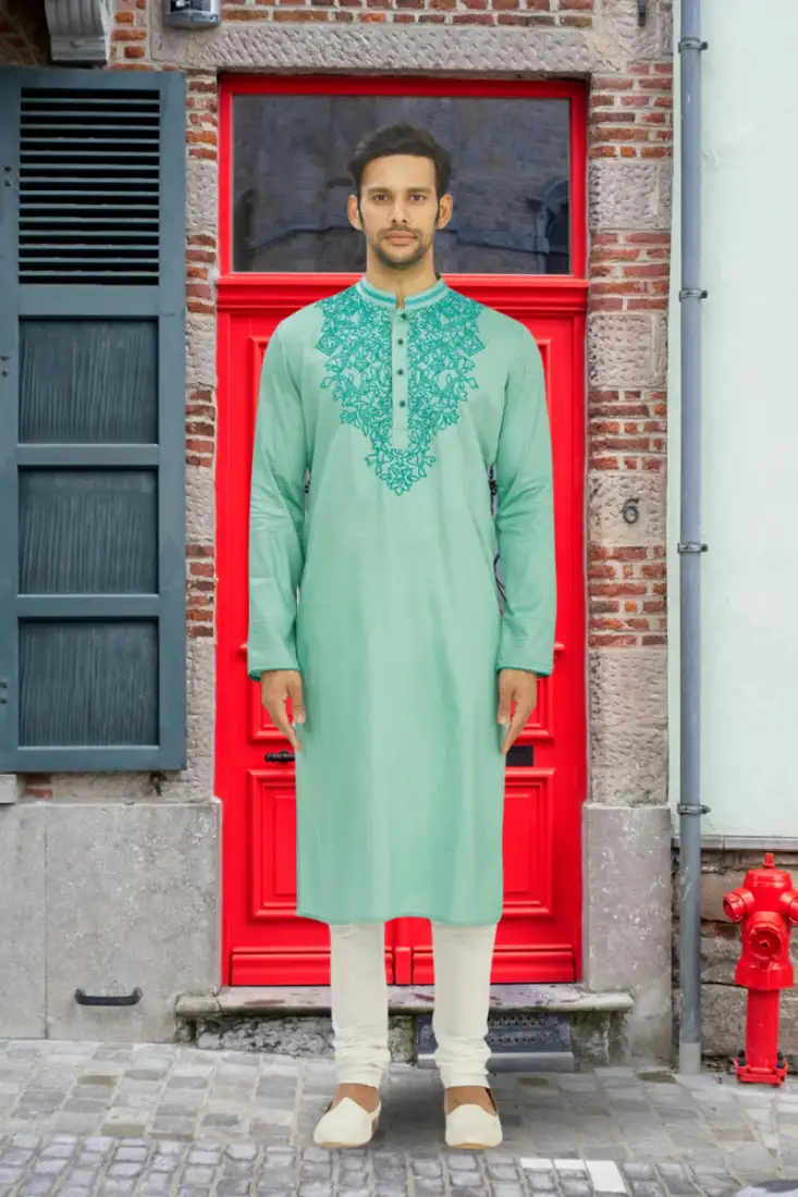 Blue embroidered art silk salwar with dupatta semi stitched