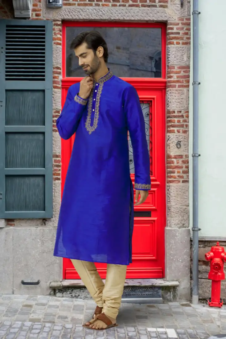 Orange embroidered art silk salwar with dupatta semi stitched