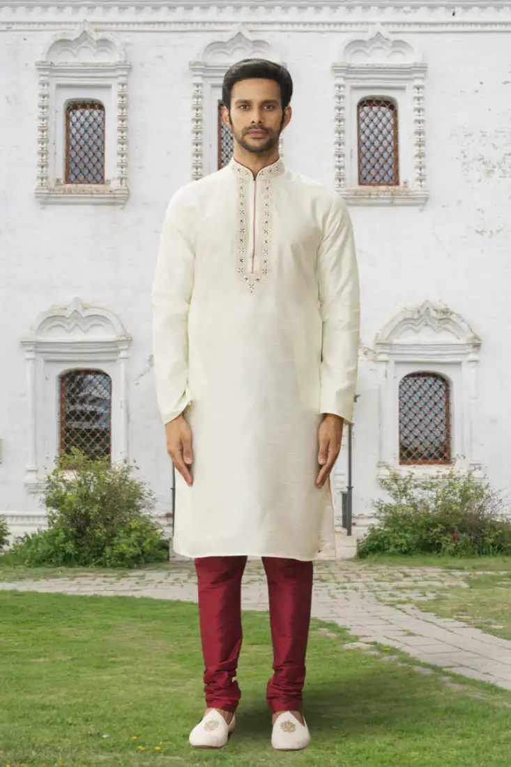 Blue embroidered cotton salwar with dupatta semi stitched