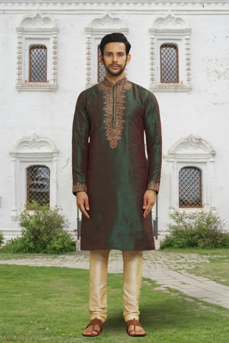 Grey embroidered cotton salwar with dupatta semi stitched